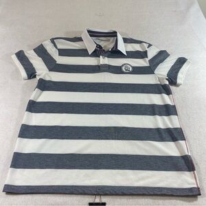 Mudo Collection Shirt Men’s XXL Striped Polo Shirt Short sleeve Gray White shirt